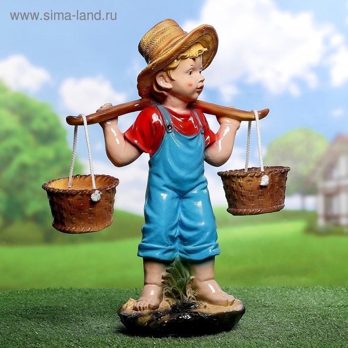 Садовая фигура из гипса &laquo;Мальчик с коромыслом&raquo;, 33&times;18&times;49 см