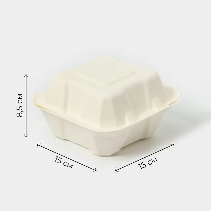 Ланч - бокс, коробка для бенто-торта и бургера, 450 мл, 15,2&times;15,4&times;8,8 см, сахарный тростник