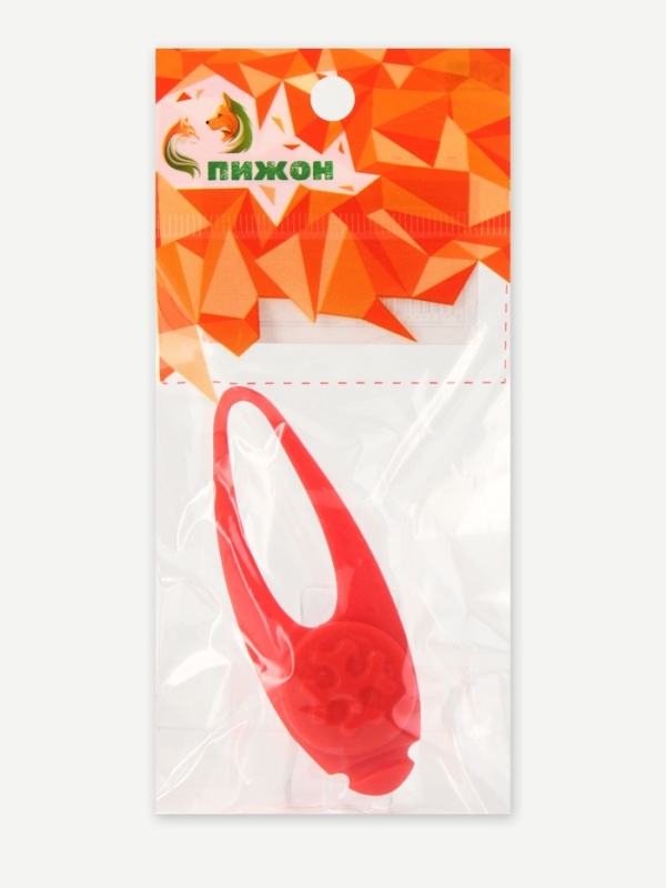 Световой маячок на ошейник/поводок с 3 режимами свечения "Лапка", 3,2 см, силикон, красный