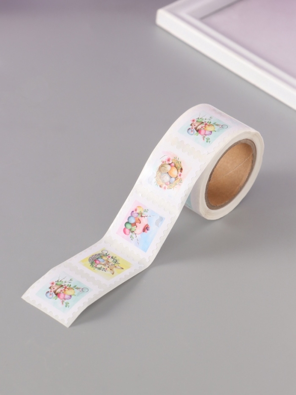 Наклейка бумага "Марки. Пасха" 3х3 см 200 шт в рулоне