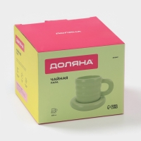 Чайная пара Доляна &laquo;Зефир&raquo;, 350 мл, керамика, зелёная