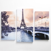 Часы-картина настенные, модульные "Эйфелева Башня", бесшумные, 60 х 80 см, триптих Часы-картина настенные, модульные "Эйфелева Башня", бесшумные, 60 х 80 см, триптих