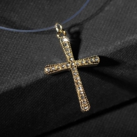 Кулон &laquo;На леске&raquo; крестик плавный, цвет белый в золоте, 30 см