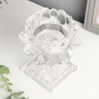 Подсвечник стекло на 1 свечу "Лотос" прозрачный 12,5х12,3х12,3 см Подсвечник стекло на 1 свечу "Лотос" прозрачный 12,5х12,3х12,3 см