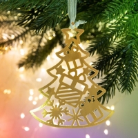 Ёлочная игрушка новогодняя  &laquo;Новый год: Ёлка&raquo;,   8.9 х 9.1 см.