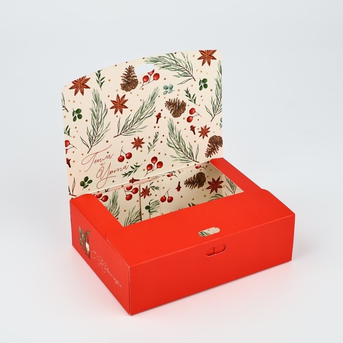 Коробка подарочная новогодняя складная двухсторонняя &laquo;Счастья&raquo;, 16.5 х 12.5 х 5 см, Новый год