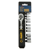 Набор торцевых головок ТУНДРА, трещотка, CrV, 1/4", 4 - 13 мм, 12 предметов