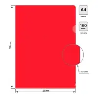 Папка уголок А4 180мкм, Calligrata DeLuxe, красный, непрозрачный, с тиснением