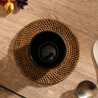 Коврик сервировочный плетеный круглый ротанг,    15х15х0,5 см