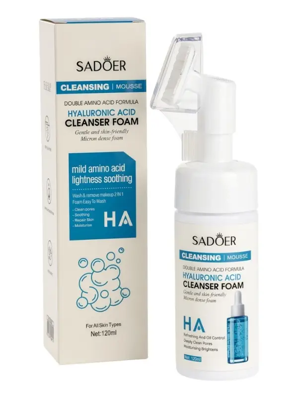 Пенка для умывания с щеткой, с гиалуроновой кислотой, 120 мл