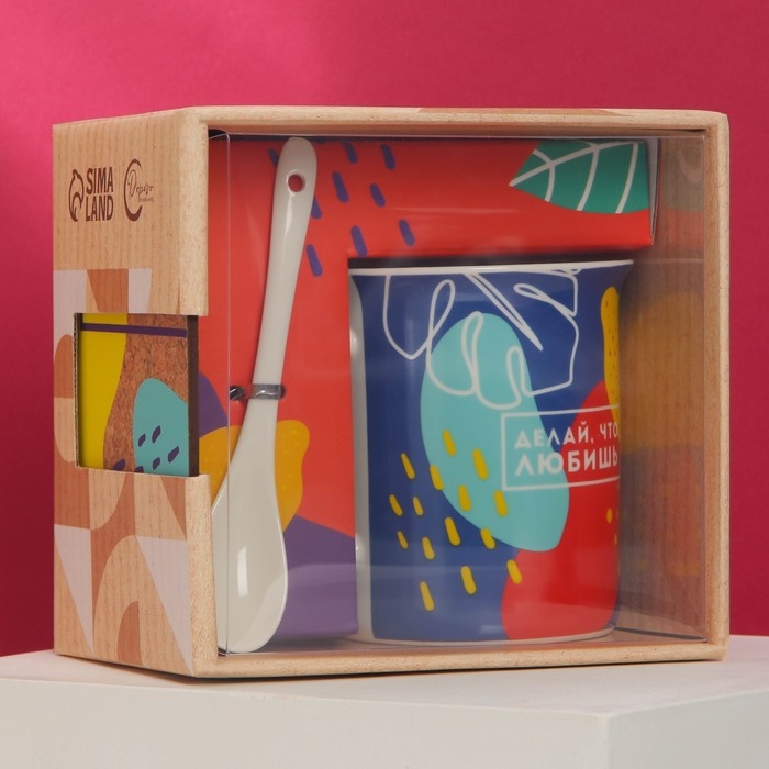 Кружка &laquo;Делай, что любишь&raquo; с ложкой и подставкой, 300 мл