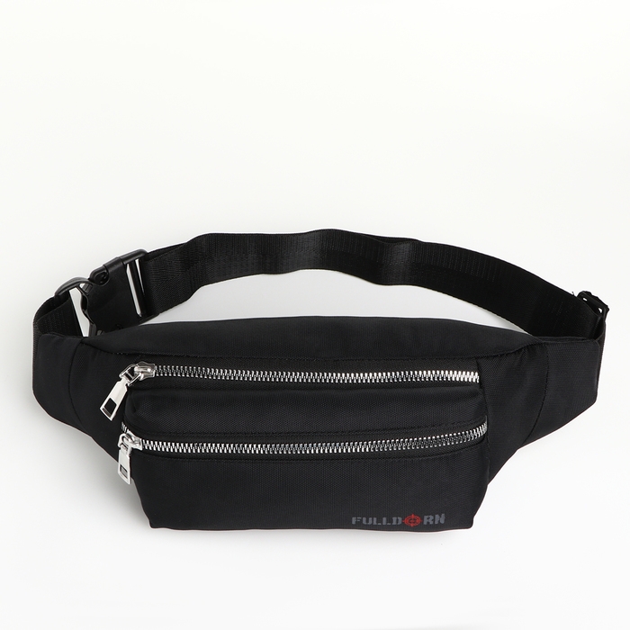 Поясная сумка на молнии, 2 наружных кармана, цвет чёрный Поясная сумка на молнии, 2 наружных кармана, цвет чёрный