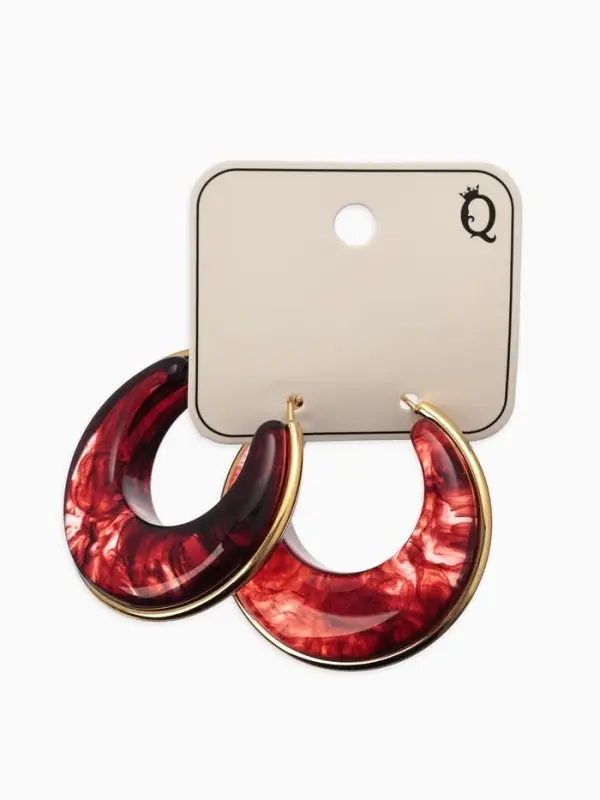 Серьги-кольца акрил "Тренд", цвет бордовый в золоте