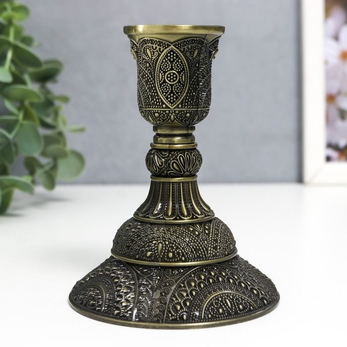 Подсвечник металл на 1 свечу "Раджа" бронза 10х8х8 см