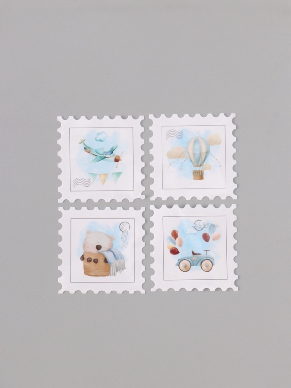 Наклейка бумага "Марки. Для малышей" 3х3 см 200 шт в рулоне