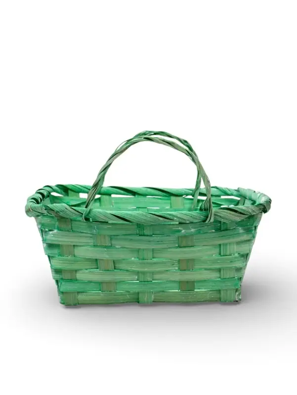 Корзина плетеная 24 х 20 х 8 см,боковые ручки, зеленый квадрат