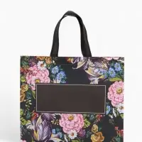 Сумка для покупок Цветы, 32*10*26. отд без молнии, черный