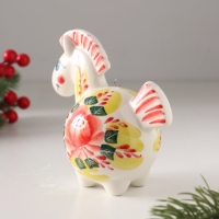 Ёлочный фарфоровый шар "Лошадь Цветок" /авторская роспись/,  11 см