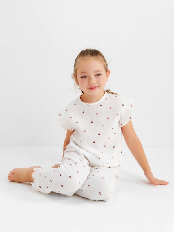 Пижама детская (футболка и брюки) KAFTAN "Вишенки" р.34 (122-128 см)