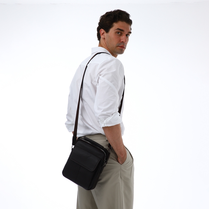 Сумка мужская через плечо TEXTURA, 2 наружных кармана, цвет коричневый Сумка мужская через плечо TEXTURA, 2 наружных кармана, цвет коричневый