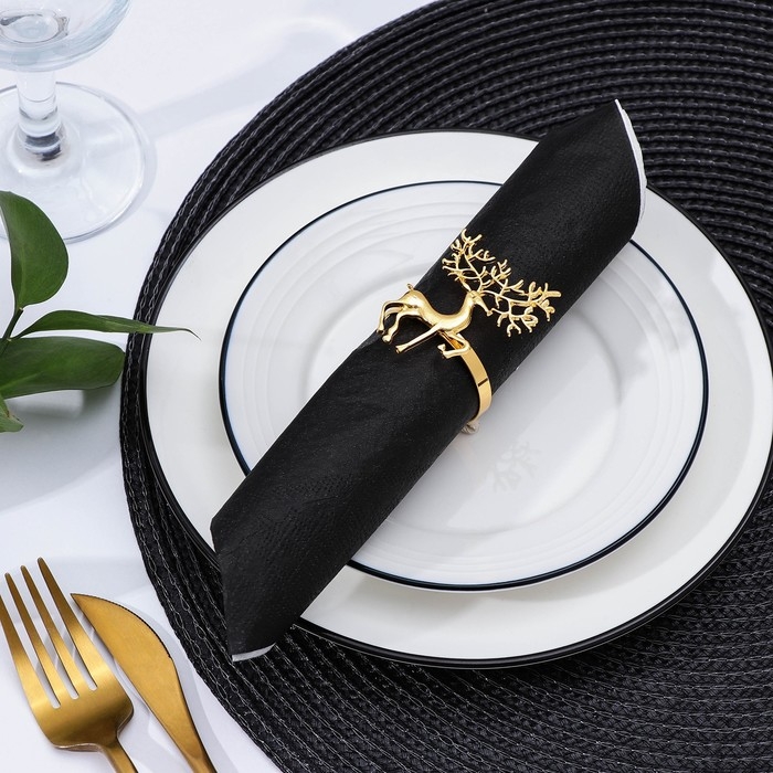 Кольцо для салфетки Nature Олень, 6,5&times;6 см, цвет золотой