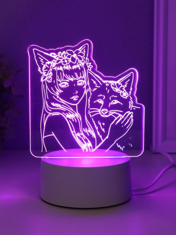 Светильник "Лисица" LED RGB от сети RISALUX 9,5х16,7х18,5 см