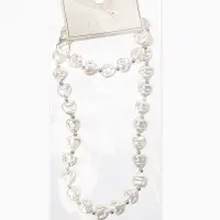 Набор 2 пред-та: бусы,браслет "Жемчуг барочный", сердечки, 40/18см, цвет белый в серебре