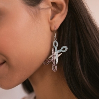 Серьги &laquo;Ножницы&raquo;, цвет голубо-розовый в серебре