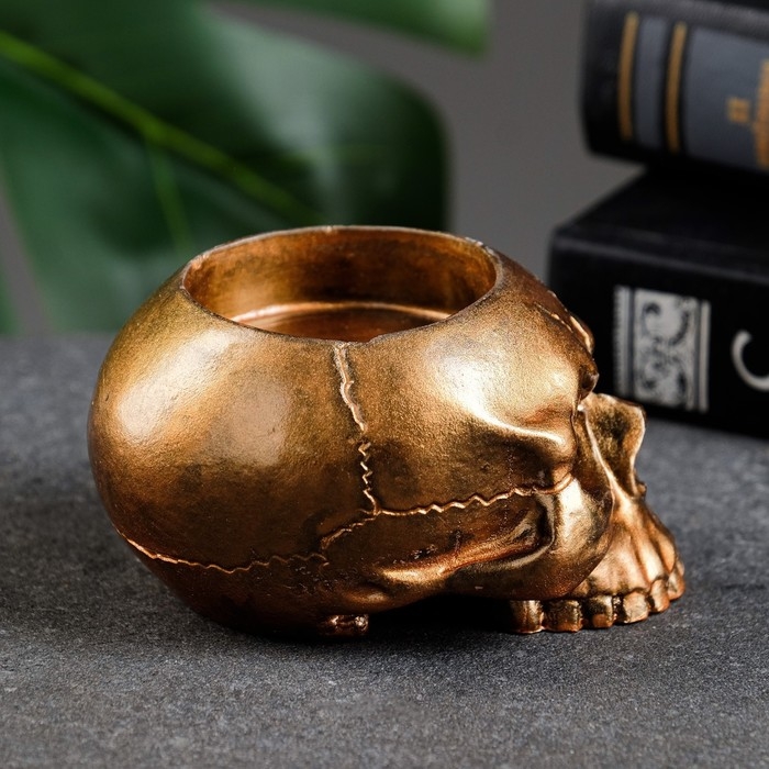 Подсвечник Подсвечник "Череп" бронза, 9х7х5см