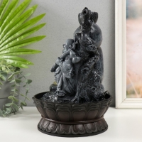 Фонтан настольный от сети, подсветка "Хотей в сером с дарами" 20х20х30 см