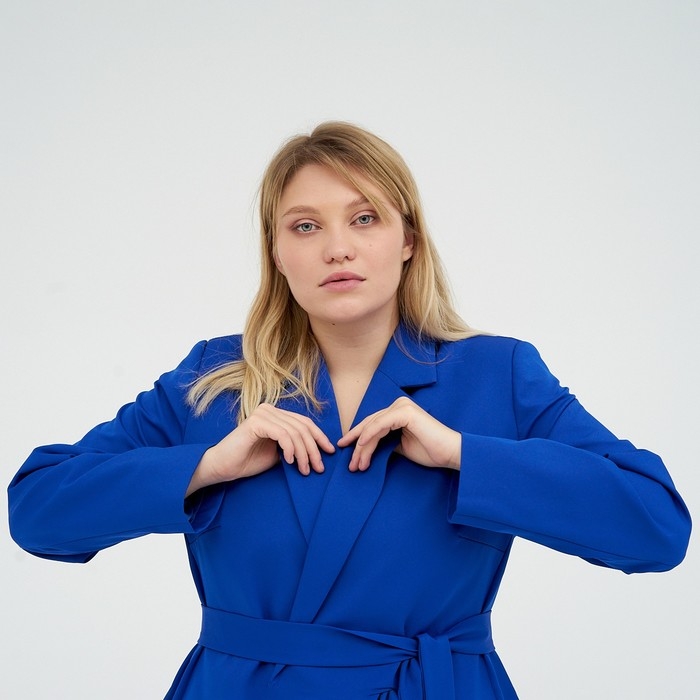 Пиджак женский с поясом MIST plus-size, размер 60, цвет синий Пиджак женский с поясом MIST plus-size, размер 60, цвет синий