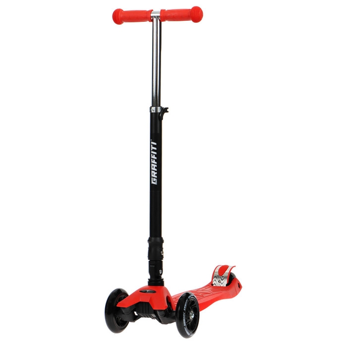 Самокат складной GRAFFITI Baby, колёса световые PU 120/70 мм, ABEC 7, цвет красный Самокат складной GRAFFITI Baby, колёса световые PU 120/70 мм, ABEC 7, цвет красный