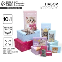 Набор коробок 10 в 1, упаковка подарочная, &laquo;Яркий&raquo;, 12 х 7 х 4 - 32.5 х 20 х 12.5 см
