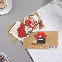 Конверт для денег "С Днём Рождения!" тиснение, босоножки, 16,5х8,5 см