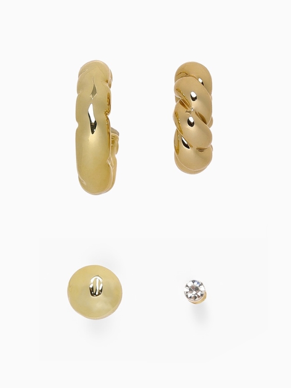 Набор серьги и каффы 4 шт &laquo;Мятые&raquo; переплетение, цвет золото