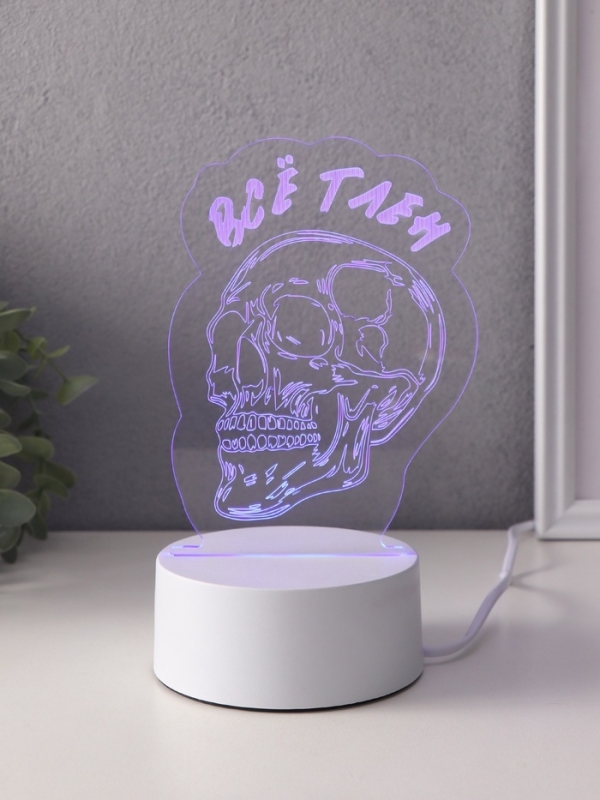 Светильник "Череп. Всё тлен" LED RGB от сети RISALUX 9,5х10,2х14,9 см