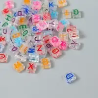 Набор бусин для рукоделия и плетения &laquo;Арт Узор. Цветные английские буквы&raquo;, пластик, прозрачные, 20 г, 0.4&times;0.8&times;0.8 см