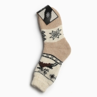 Носки женские новогодние шерстяные &laquo;Олень&raquo;, цвет бежевый, размер 25