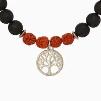 Браслет "Древо жизни" лава, рудракша, длина 18 см, цв. чёрный, коричневый