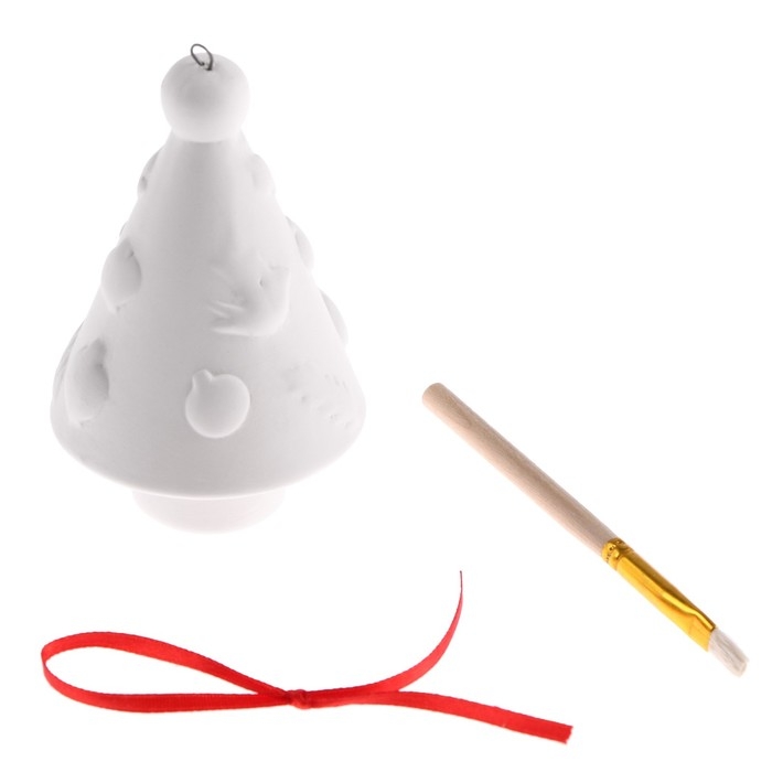 Новый год! Ёлочное украшение под раскраску &laquo;Елочка с гирляндой&raquo; с подвесом, кисть