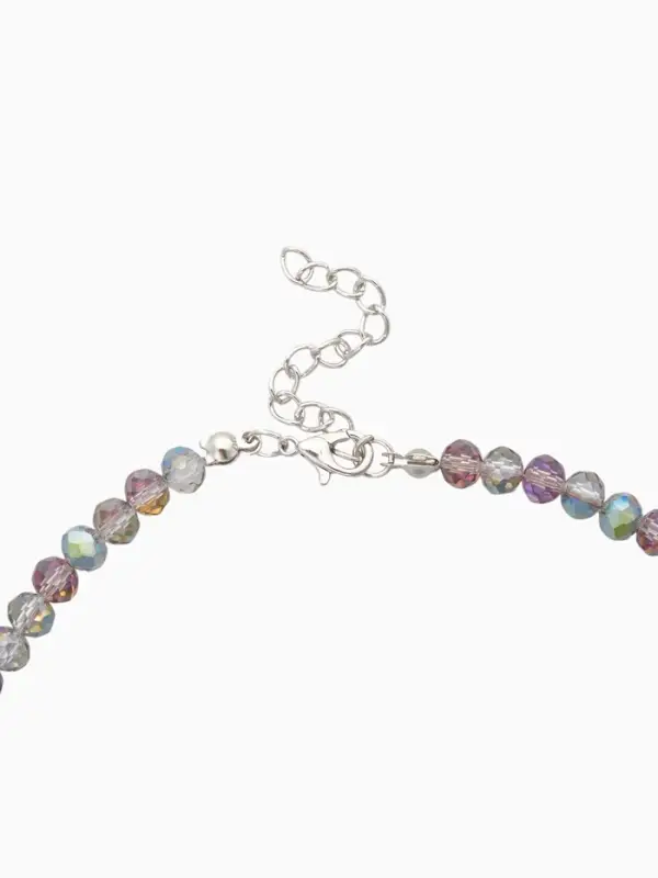 Чокер из бисера &laquo;Хрусталь&raquo; бензиновый в серебре, 37 см + 5 см доп, цепочка