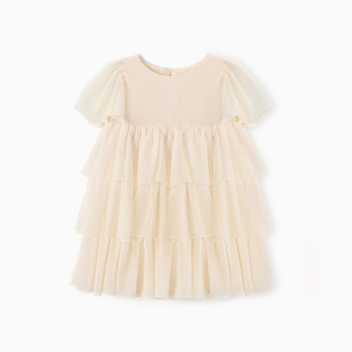 Платье для девочки MINAKU: PartyDress, цвет молочный, рост 128 см Платье для девочки MINAKU: PartyDress, цвет молочный, рост 128 см