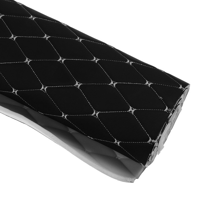 Обшивка салона авто 100&times;160&times;0,7 см, кожзам/поролон, ромб, белая строчка