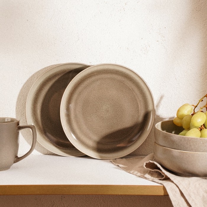 Набор тарелок фарфоровых SL Home &laquo;Мольвено&raquo;, d=27 см, цвет коричневый