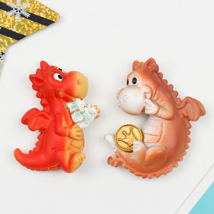 Магнит полистоун Магнит полистоун "Денежный дракоша" МИКС 4,5х1,5х6,5 см