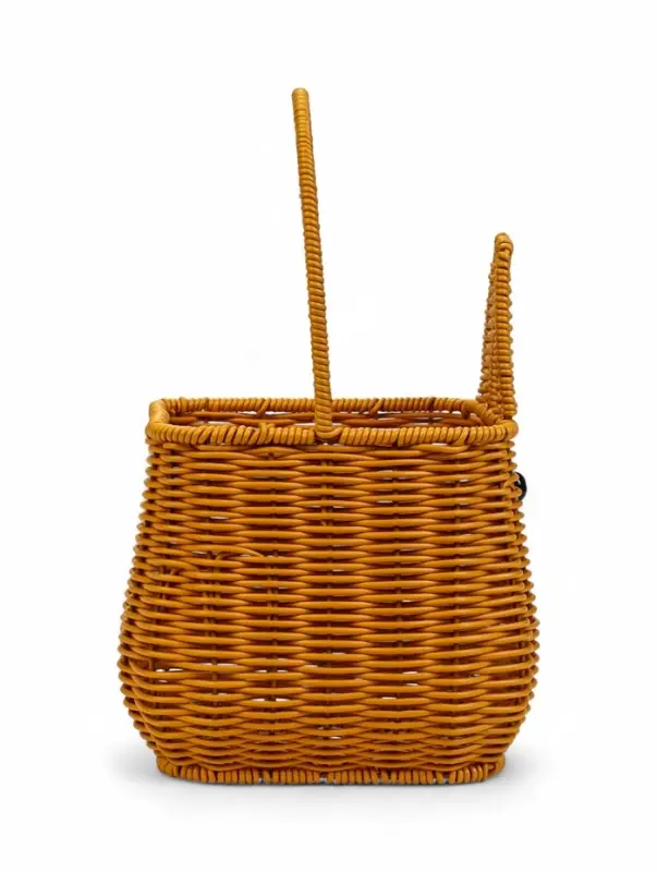 Корзина пластик 17 х 17 х 17 см, ручка16 см металл каркас Заяц, коричневый