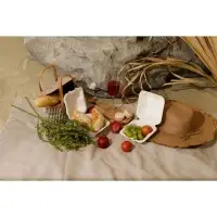 Ланч - бокс, коробка для бенто-торта и бургера, 450 мл, 15,2&times;15,4&times;8,8 см, сахарный тростник