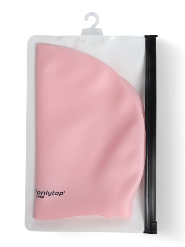 Шапочка для плавания силиконовая для длинных волос, цвет розовый