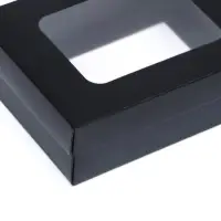 Коробка подарочная складная, упаковка, крышка - дно, с окном, чёрная, 16.5&times;12.5&times;5.2 см