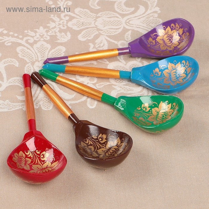 Ложка полубаская &laquo;Золотая кудрина&raquo;, 19&times;6 см, микс